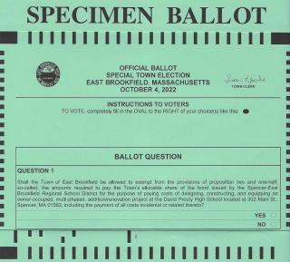 Special Town Election October 4 2022