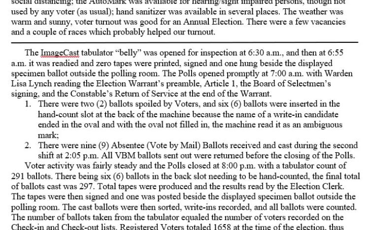 Minutes from the Annual Town Election held May 9, 2023